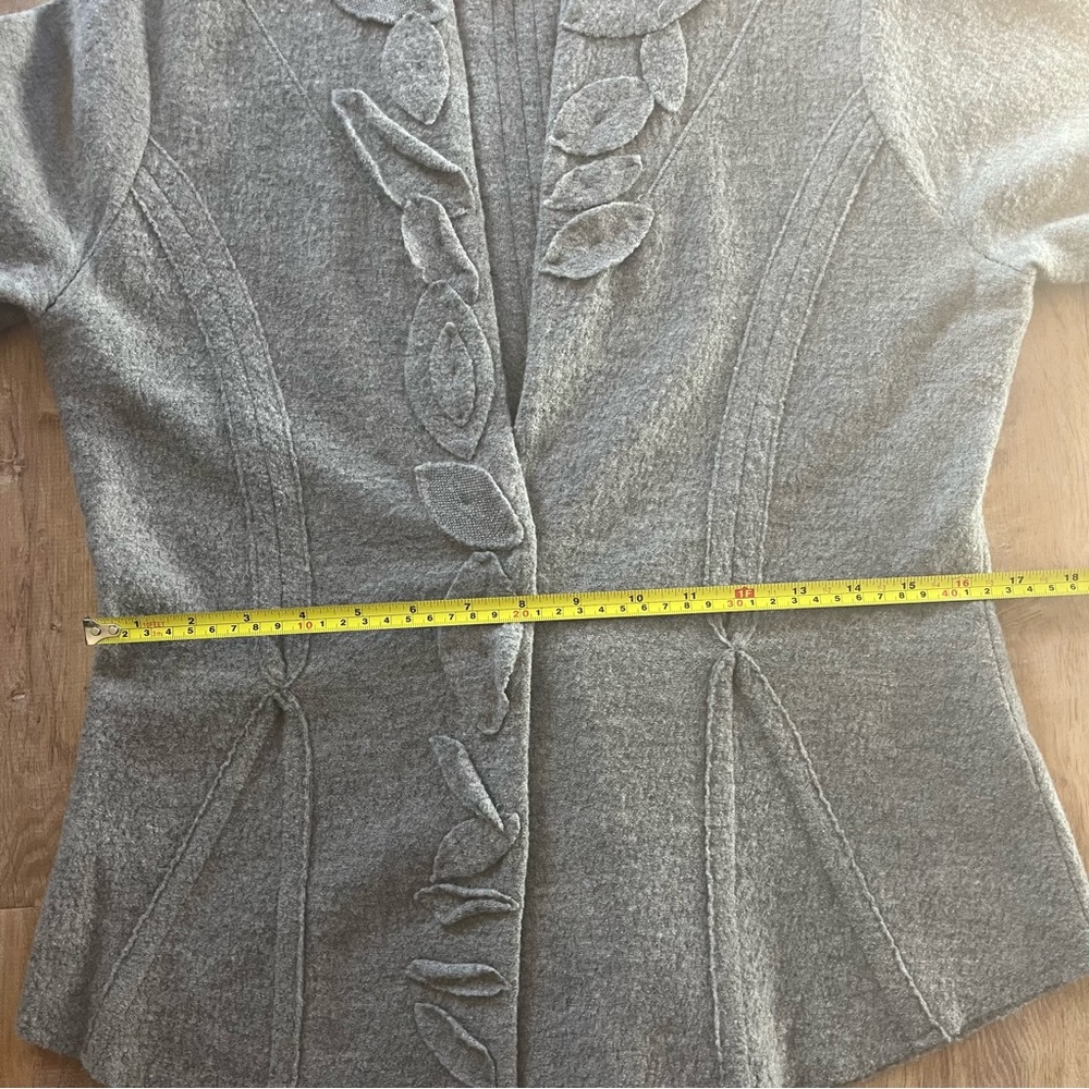 Vintage Anthropologie Wool Leaf-Trim Knit Cardigan - Picture 8 of 11